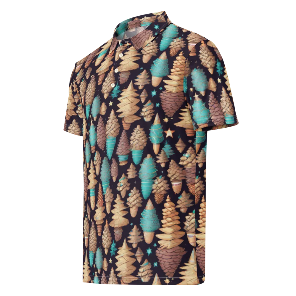 Cosmic Cone Garden on Men's Slim Fit Polo Shirt — Left Front