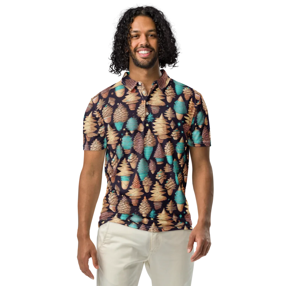 Cosmic Cone Garden on Men's Slim Fit Polo Shirt — Front