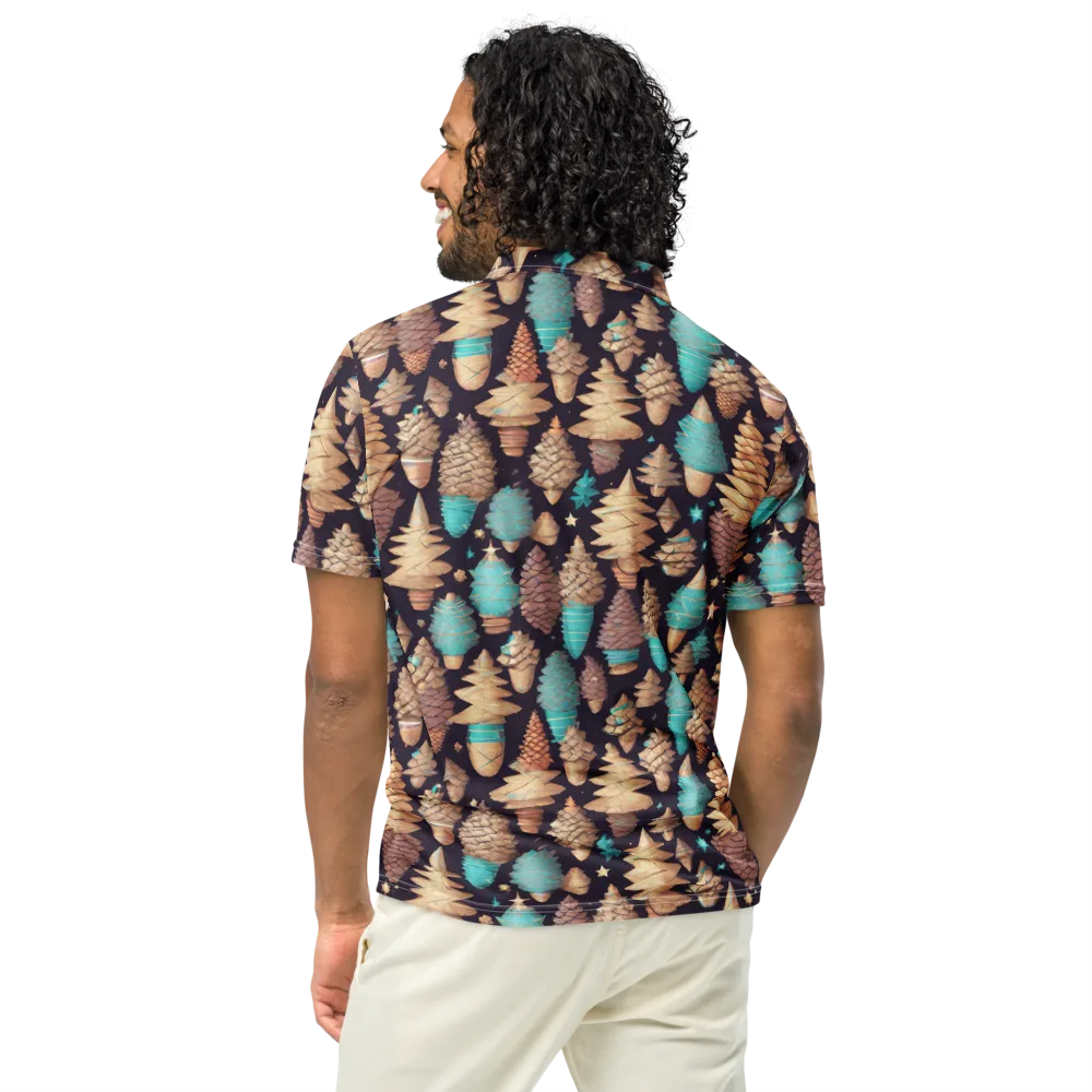 Cosmic Cone Garden on Men's Slim Fit Polo Shirt — Back