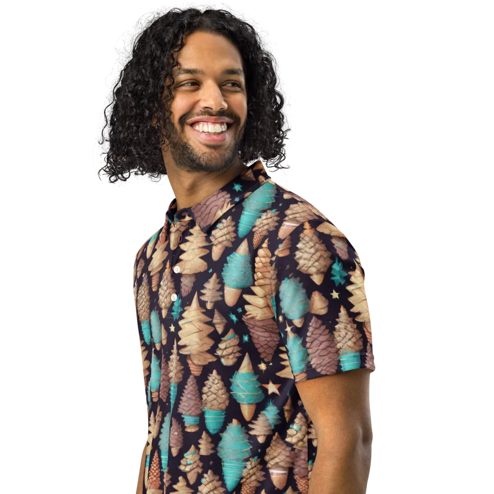Cosmic Cone Garden on Men's Slim Fit Polo Shirt — Left Front