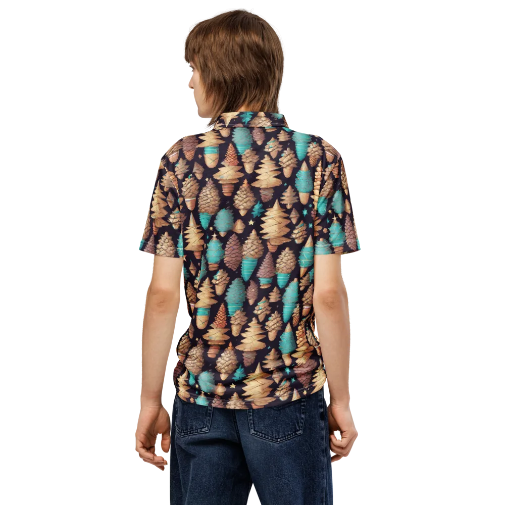 Cosmic Cone Garden on Men's Slim Fit Polo Shirt — Back