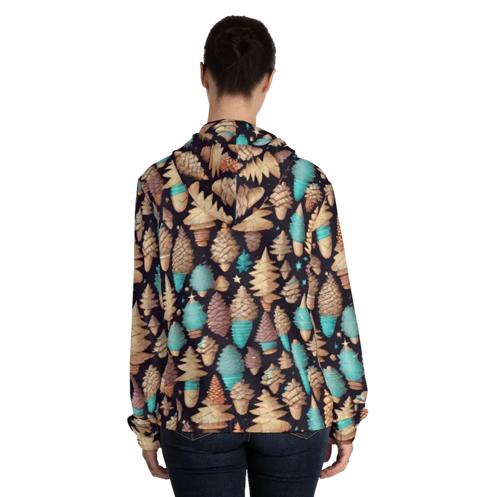 Cosmic Cone Garden on Women's Full-Zip Hoodie — Back On Person