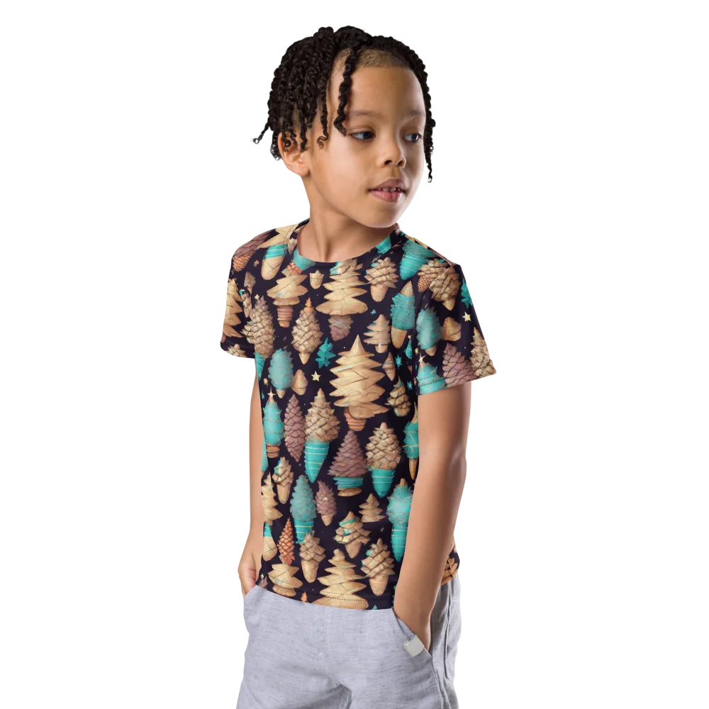 Cosmic Cone Garden on Kids Crew Neck T-Shirt — Left Front
