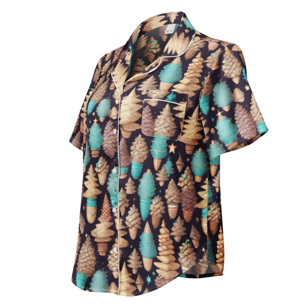 Cosmic Cone Garden on Women's Short Sleeve Pajama Top — Left Front