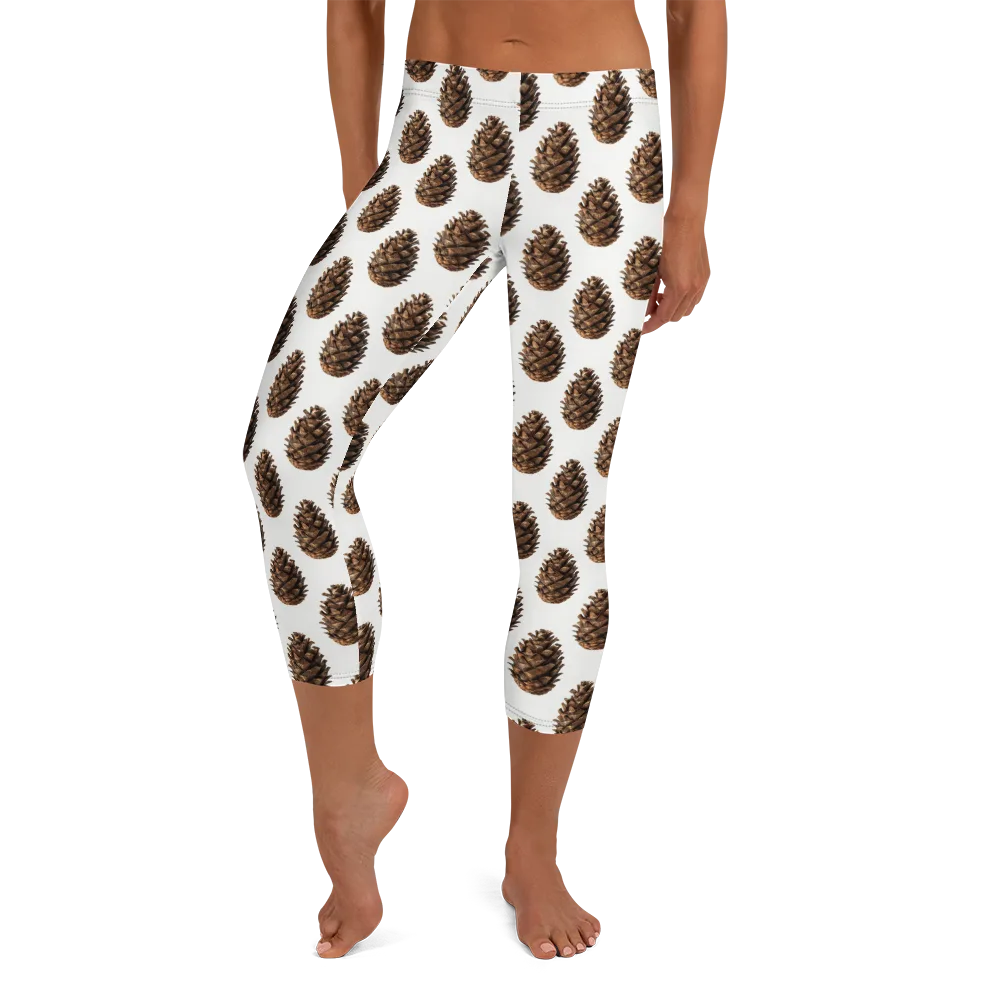 Pinecone Poise on Capri Leggings — Front
