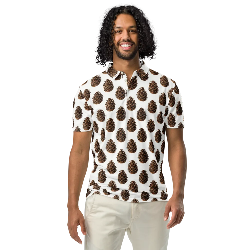 Pinecone Poise on Men's Slim Fit Polo Shirt — Front