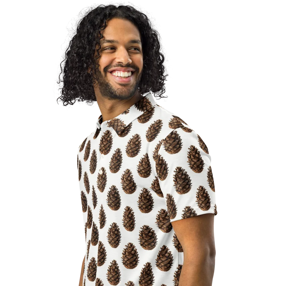 Pinecone Poise on Men's Slim Fit Polo Shirt — Left Front