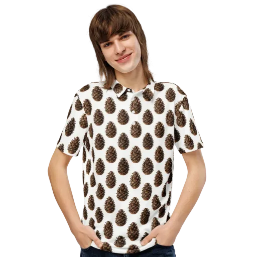 Pinecone Poise on a Men's Slim Fit Polo Shirt
