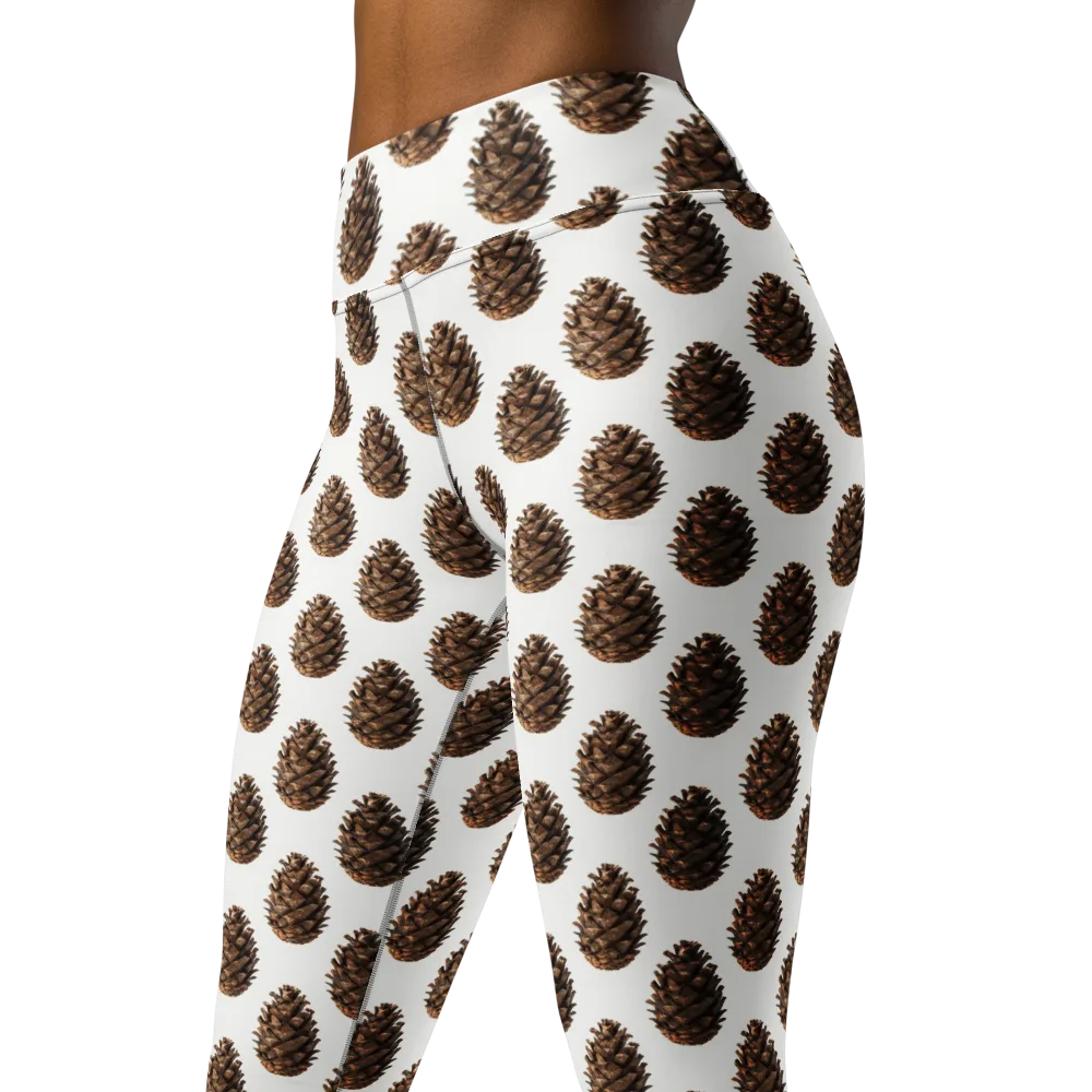 Pinecone Poise on Yoga Leggings — Left Front