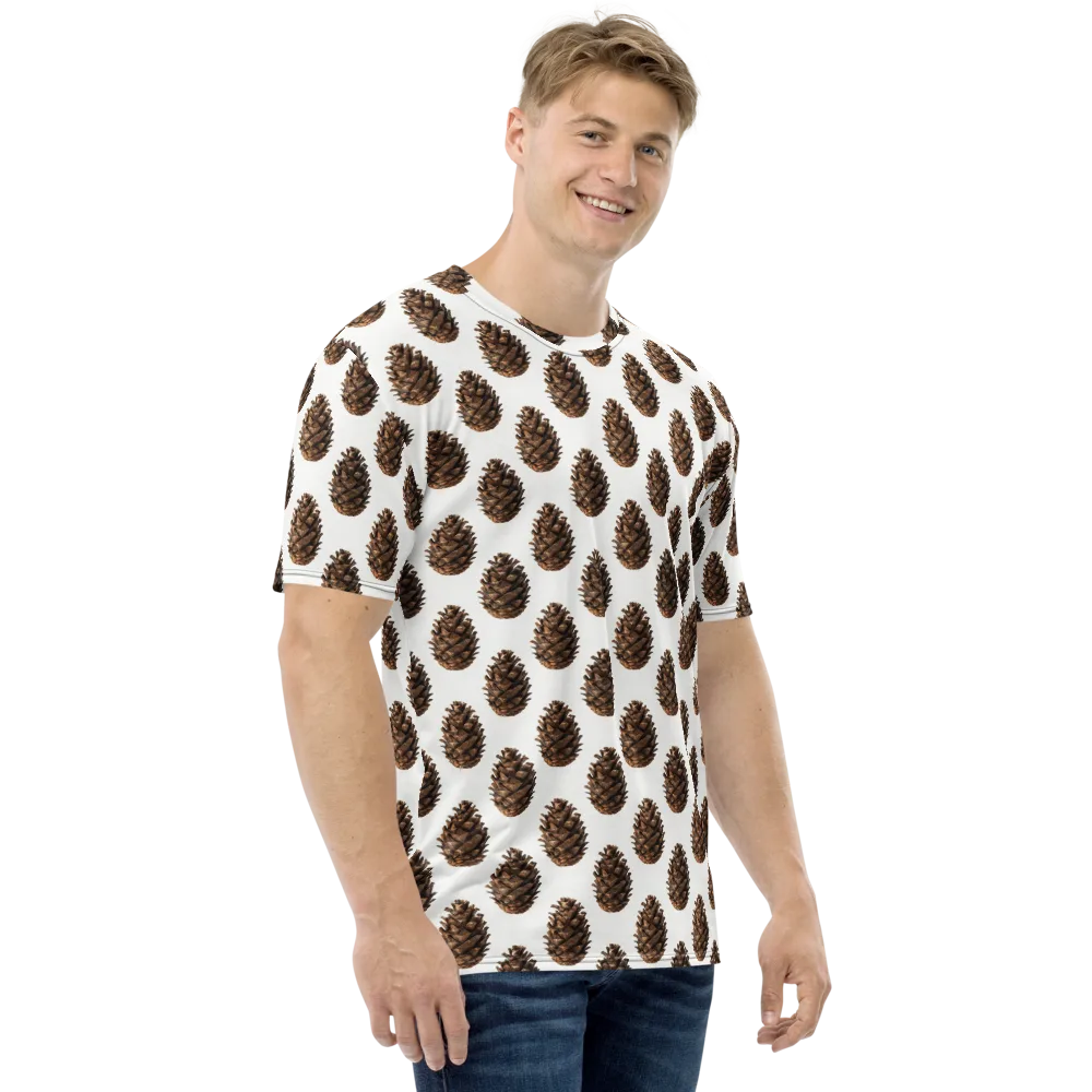 Pinecone Poise on Men's Crew Neck T-Shirt — Right