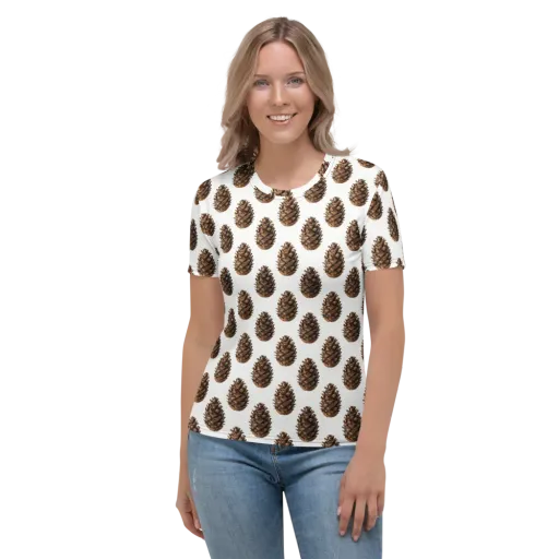 Pinecone Poise on a Women's Crew Neck T-Shirt