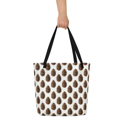 Pinecone Poise on a Large Tote Bag W/ Pocket