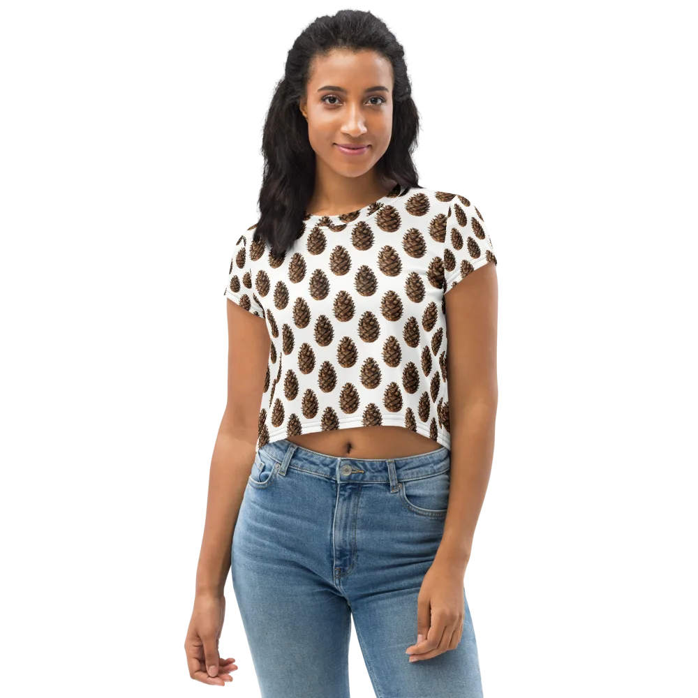 Pinecone Poise on Crop Tee — Front