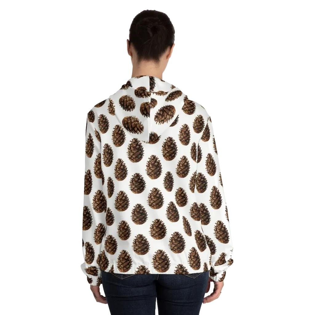 Pinecone Poise on Women's Full-Zip Hoodie — Back On Person