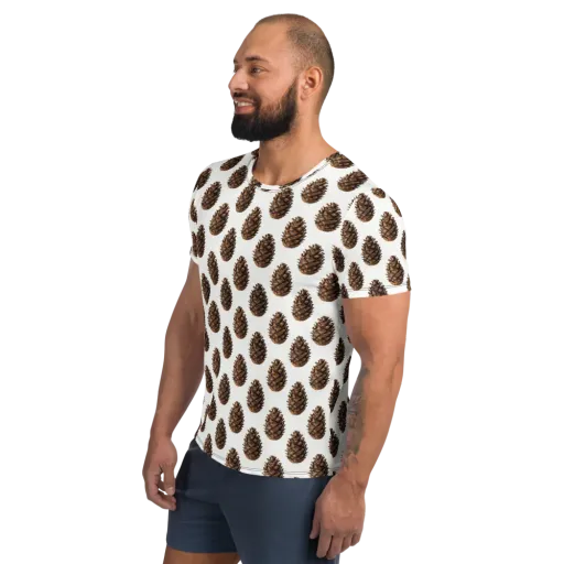 Pinecone Poise on a Men's Athletic T-Shirt