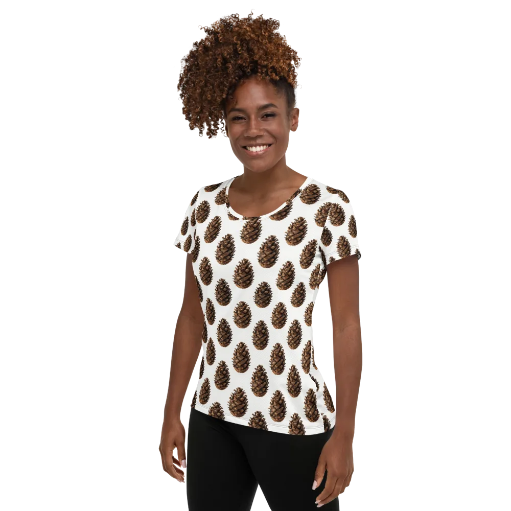Pinecone Poise on Women's Athletic T-Shirt — Left