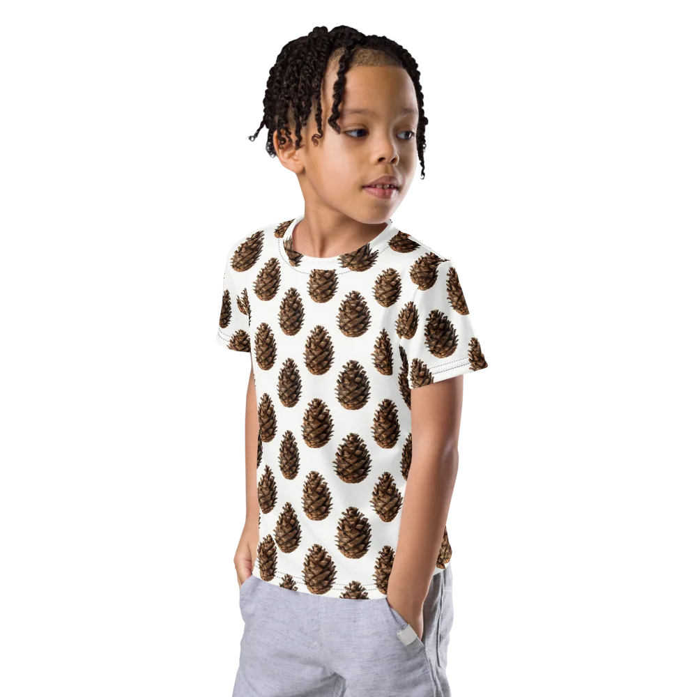 Pinecone Poise on Kids Crew Neck T-Shirt — Left Front