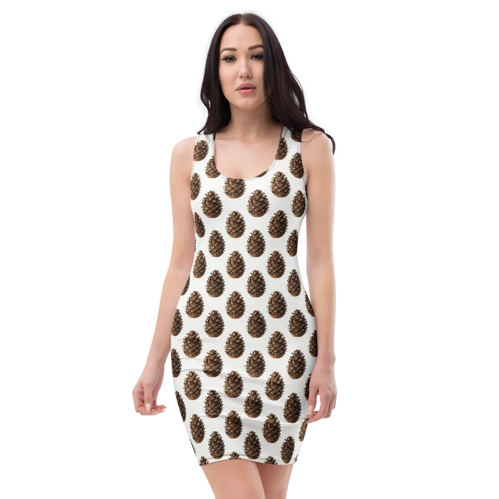 Pinecone Poise on Bodycon Dress — Front