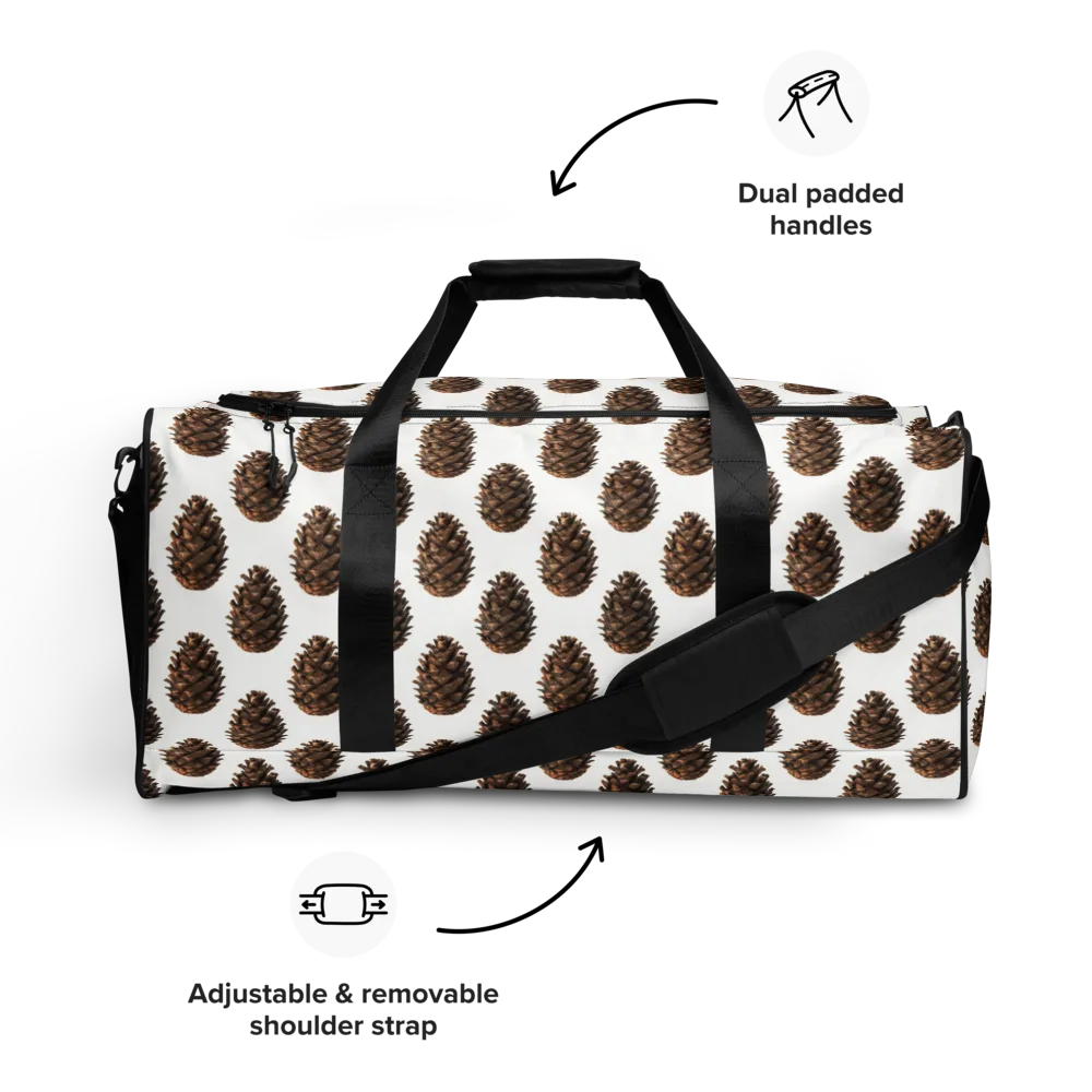 Pinecone Poise on Duffle Bag — Front