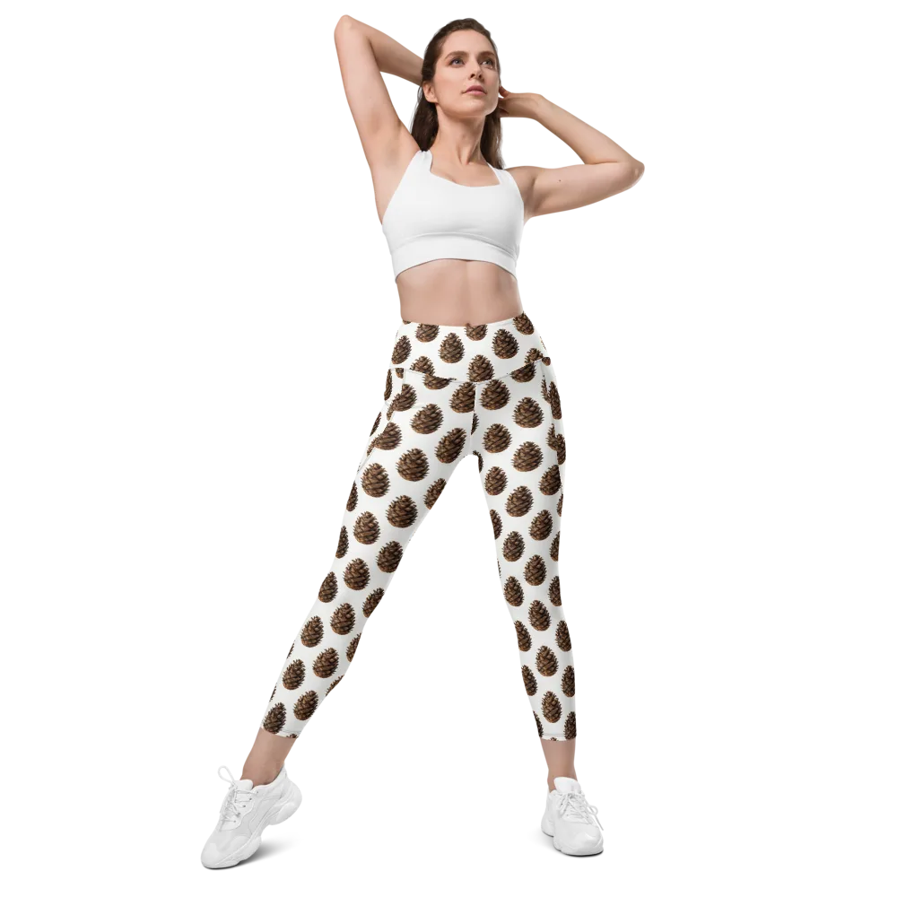 Pinecone Poise on Leggings with Pockets — Front