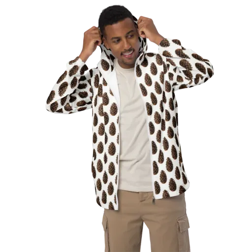 Pinecone Poise on a Men's Windbreaker