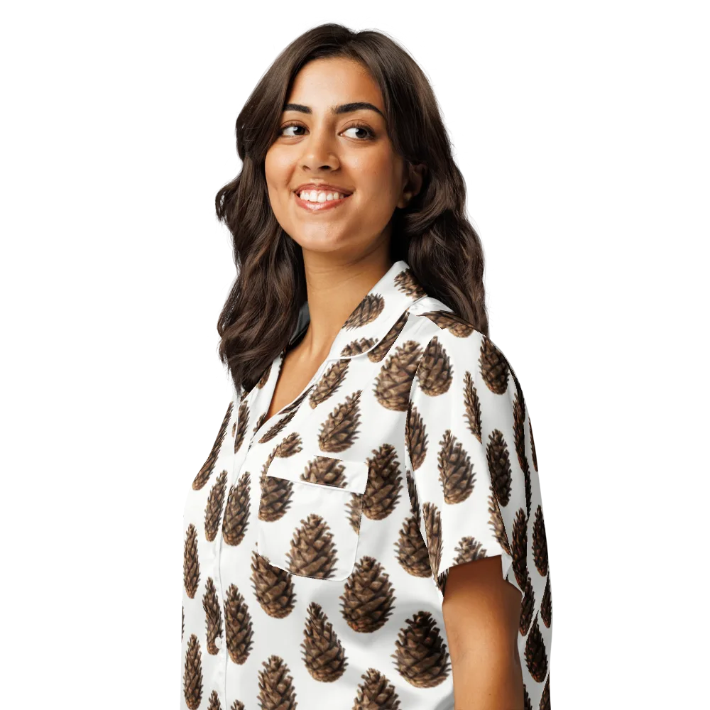 Pinecone Poise on Women's Short Sleeve Pajama Top — Left Front