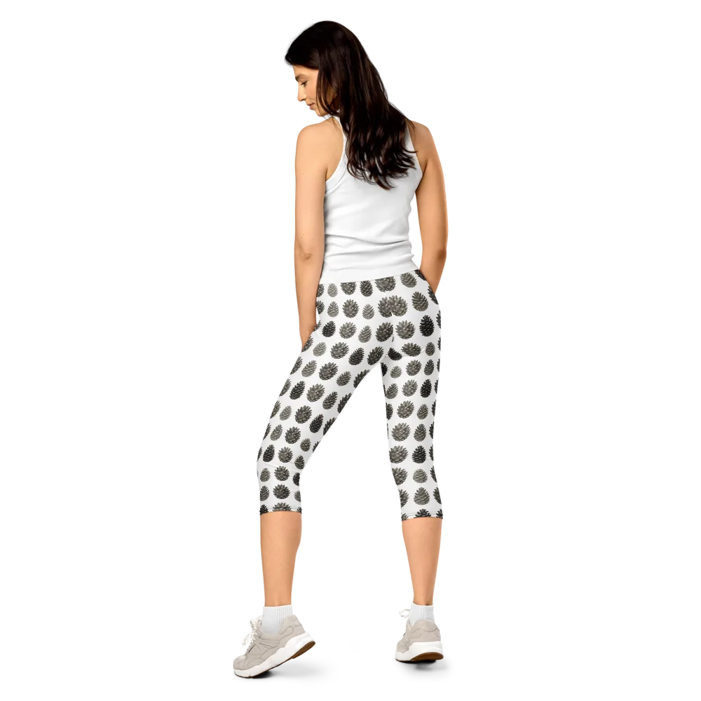 Winter Cone on Capri Leggings — Back