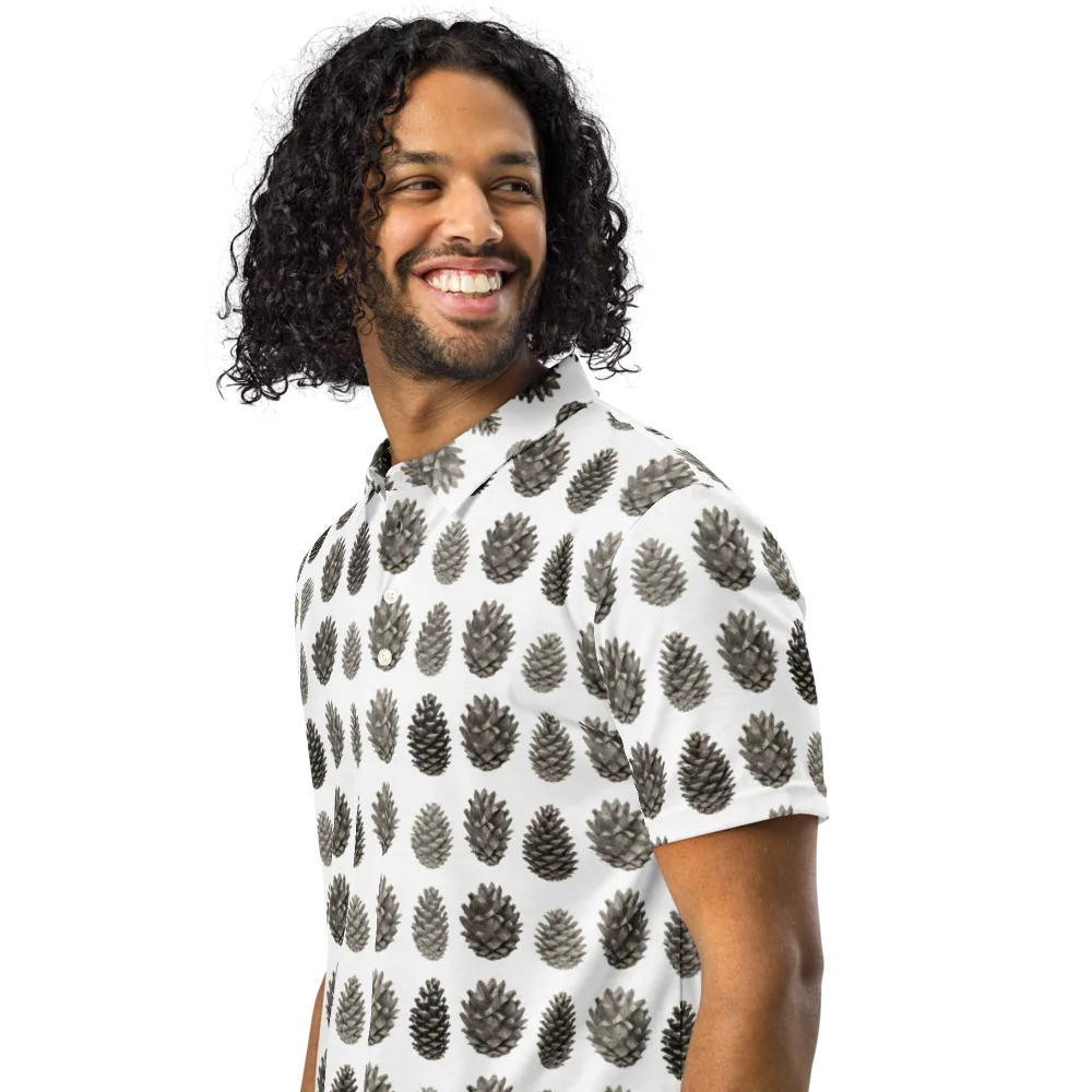 Winter Cone on Men's Slim Fit Polo Shirt — Left Front