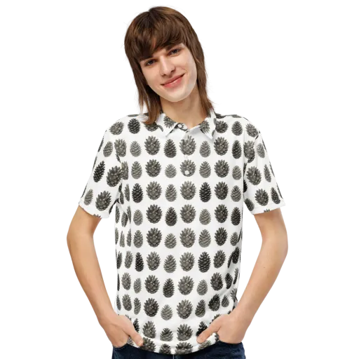 Winter Cone on a Men's Slim Fit Polo Shirt