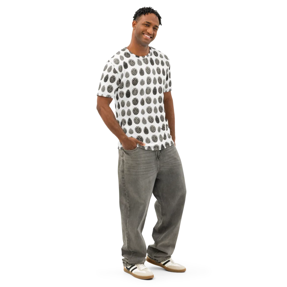 Winter Cone on Men's Cotton Crew Neck T-Shirt — Right Front