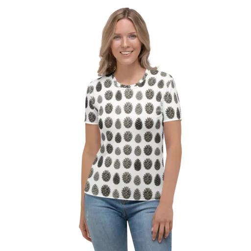 Winter Cone on a Women's Crew Neck T-Shirt
