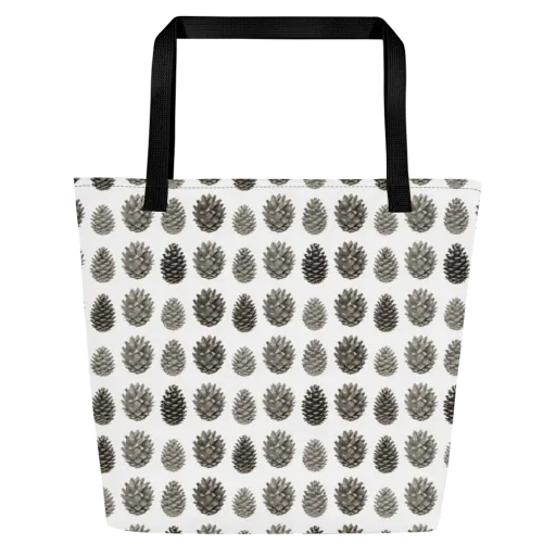 Winter Cone on a Large Tote Bag W/ Pocket