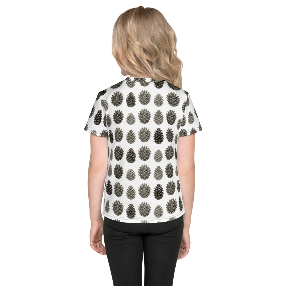 Winter Cone on Kids Crew Neck T-Shirt — Back