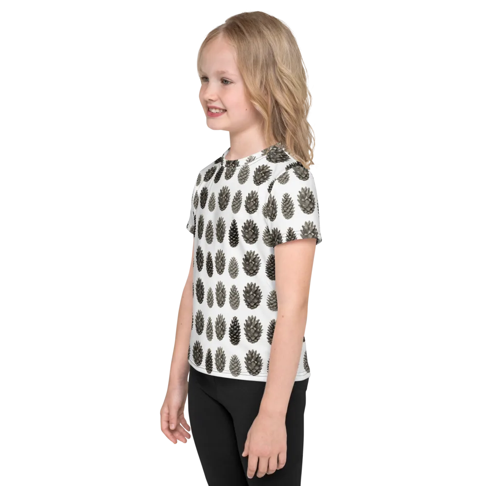 Winter Cone on Kids Crew Neck T-Shirt — Left
