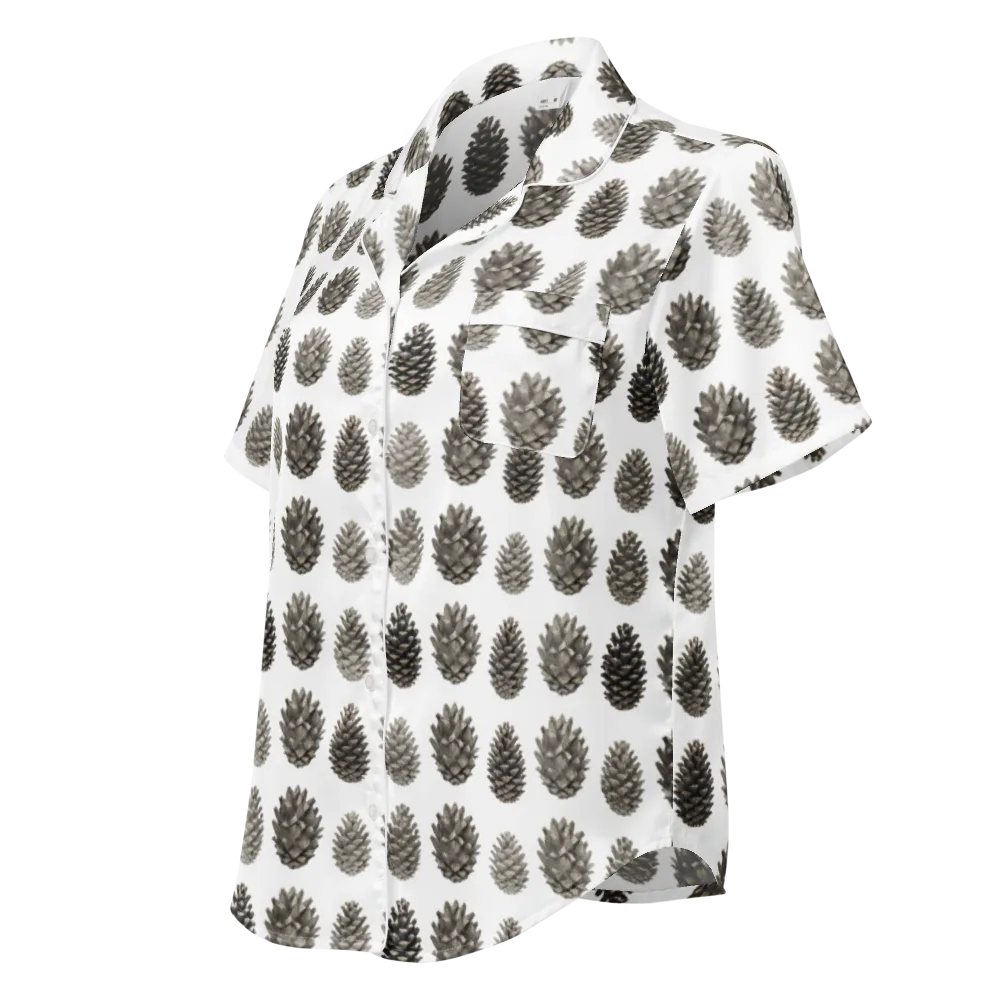 Winter Cone on Women's Short Sleeve Pajama Top — Left Front