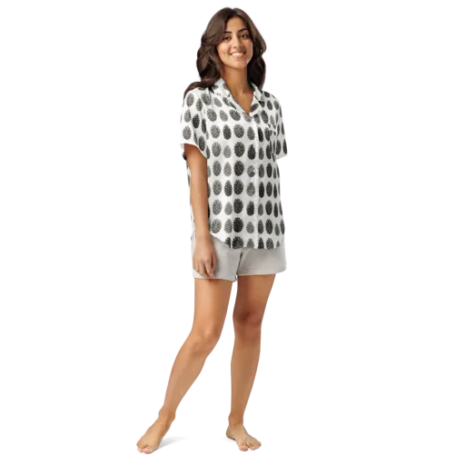 Winter Cone on a Women's Short Sleeve Pajama Top