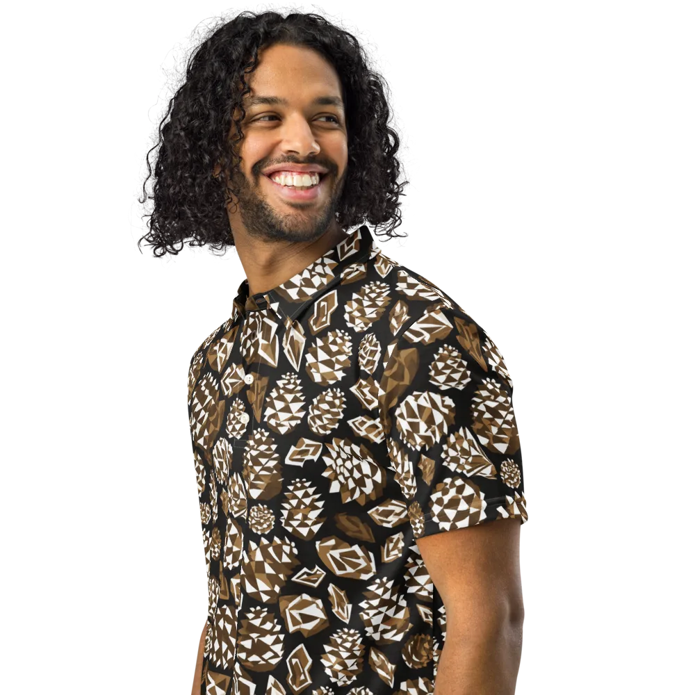 Sepia Shardgarden on Men's Slim Fit Polo Shirt — Left Front