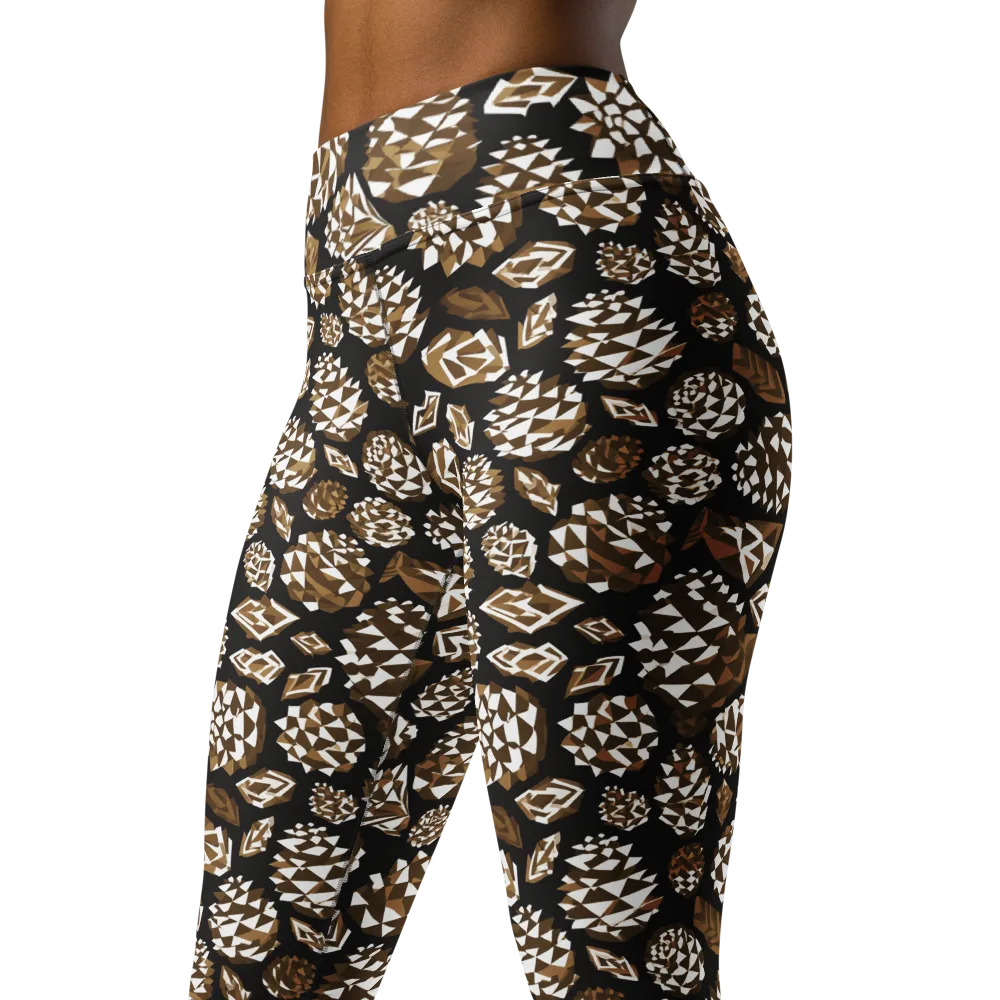 Sepia Shardgarden on Yoga Leggings — Left Front