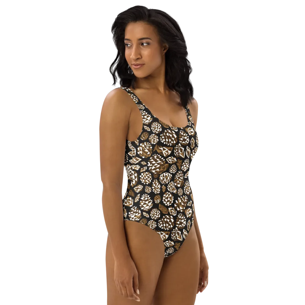 Sepia Shardgarden on One-Piece Swimsuit — Right