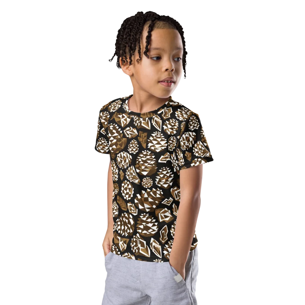 Sepia Shardgarden on Kids Crew Neck T-Shirt — Left Front