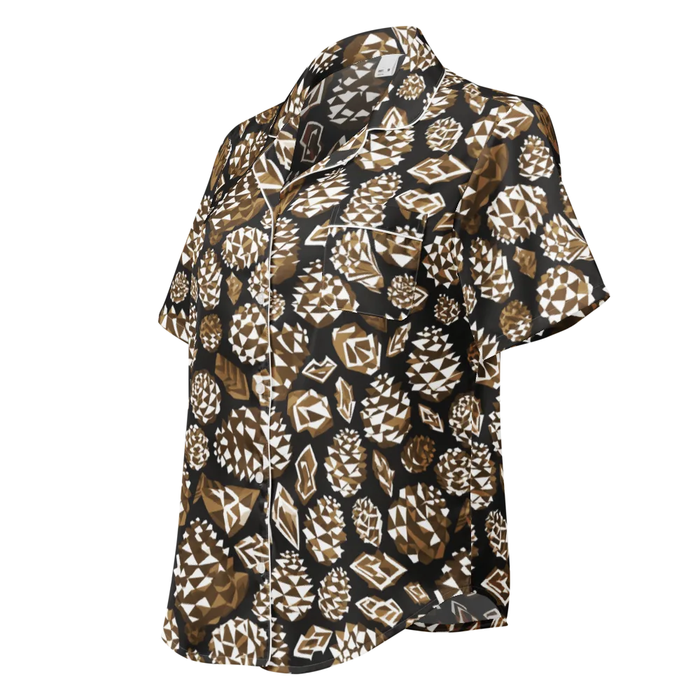Sepia Shardgarden on Women's Short Sleeve Pajama Top — Left Front