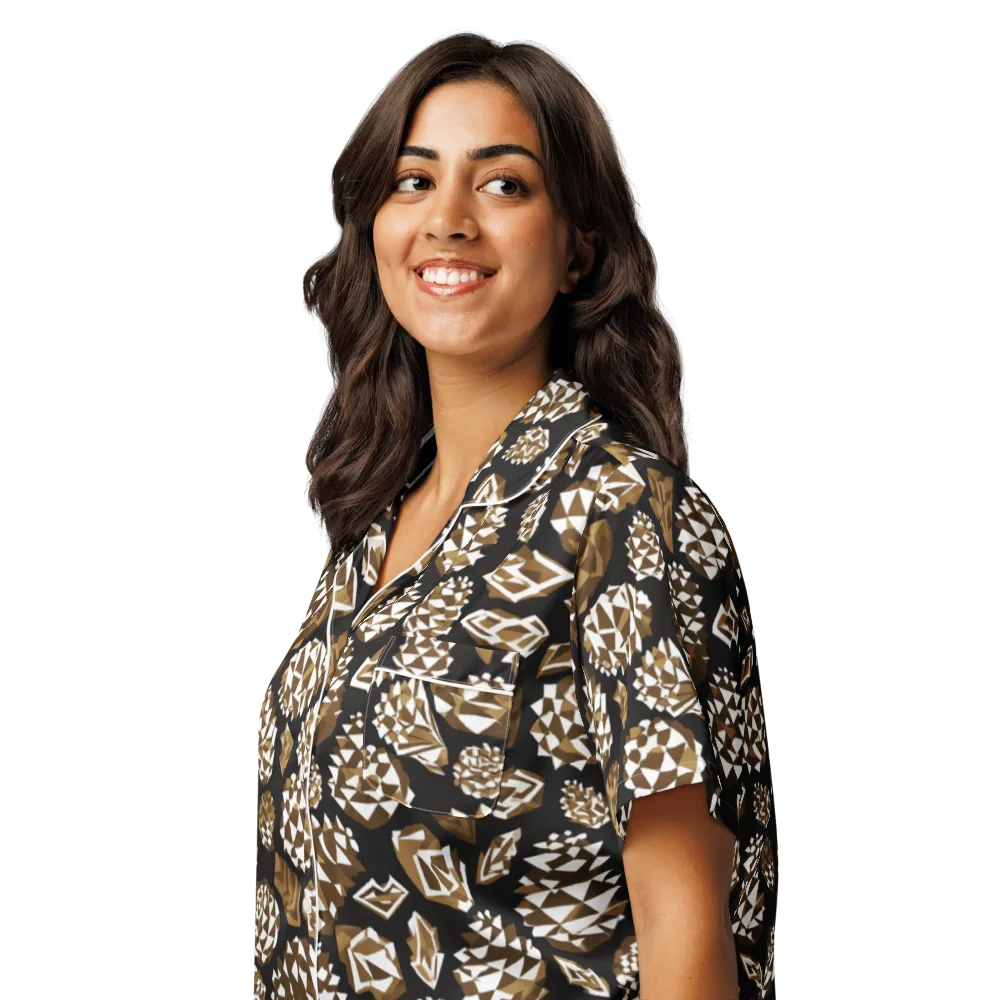 Sepia Shardgarden on Women's Short Sleeve Pajama Top — Left Front