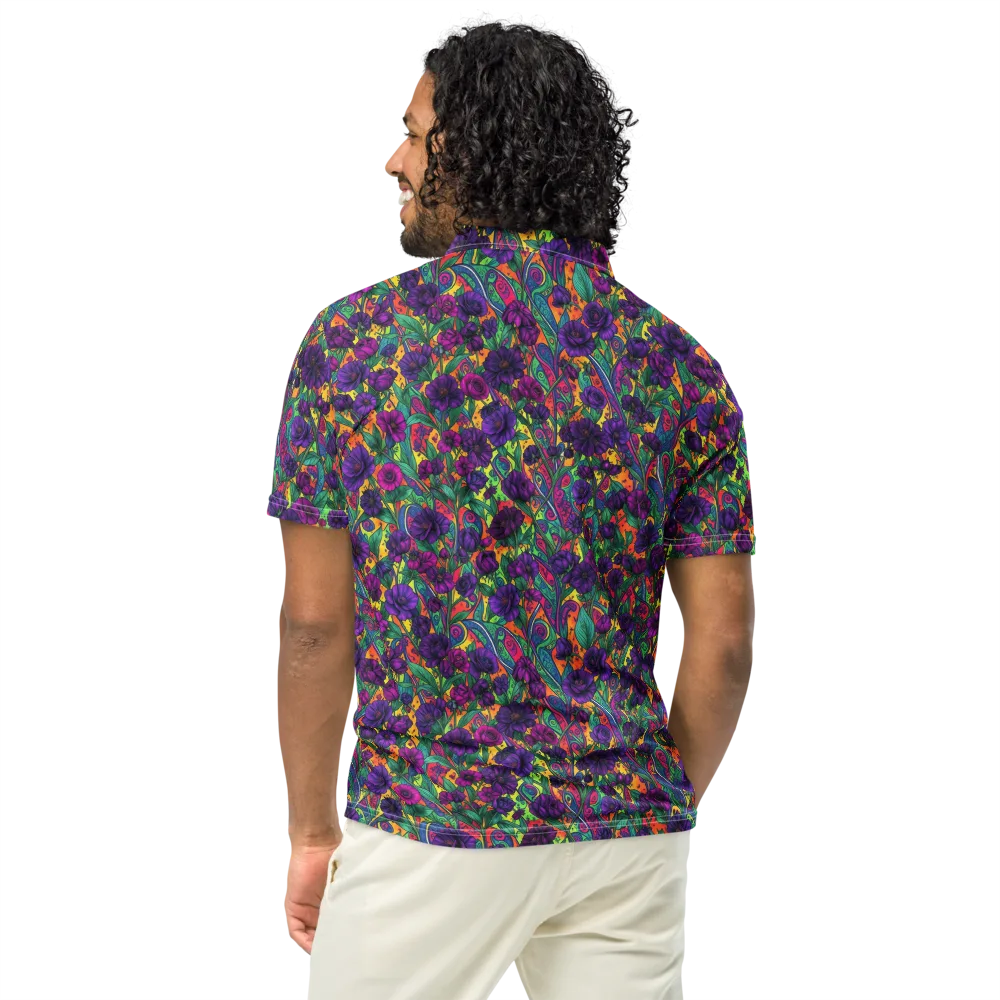 Violet Paisley Garden on Men's Slim Fit Polo Shirt — Back