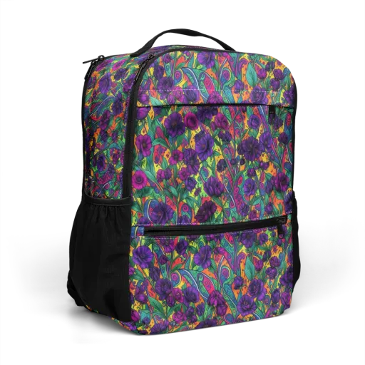 Violet Paisley Garden on a Utility Backpack