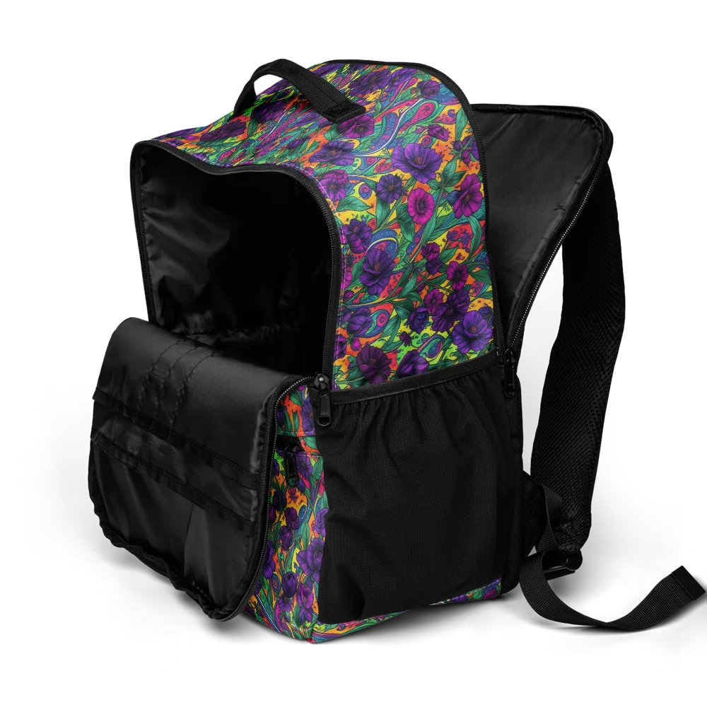 Violet Paisley Garden on Utility Backpack — Product details 2