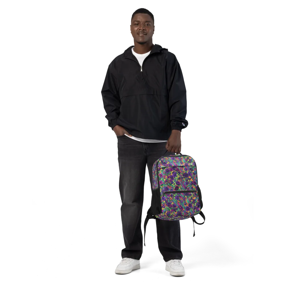 Violet Paisley Garden on Utility Backpack — Front