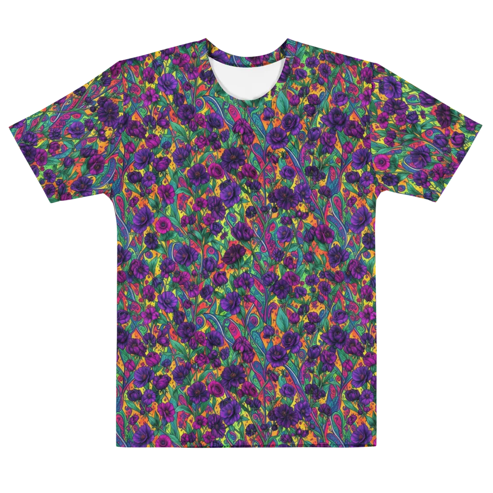 Violet Paisley Garden on Men's Cotton Crew Neck T-Shirt — Front