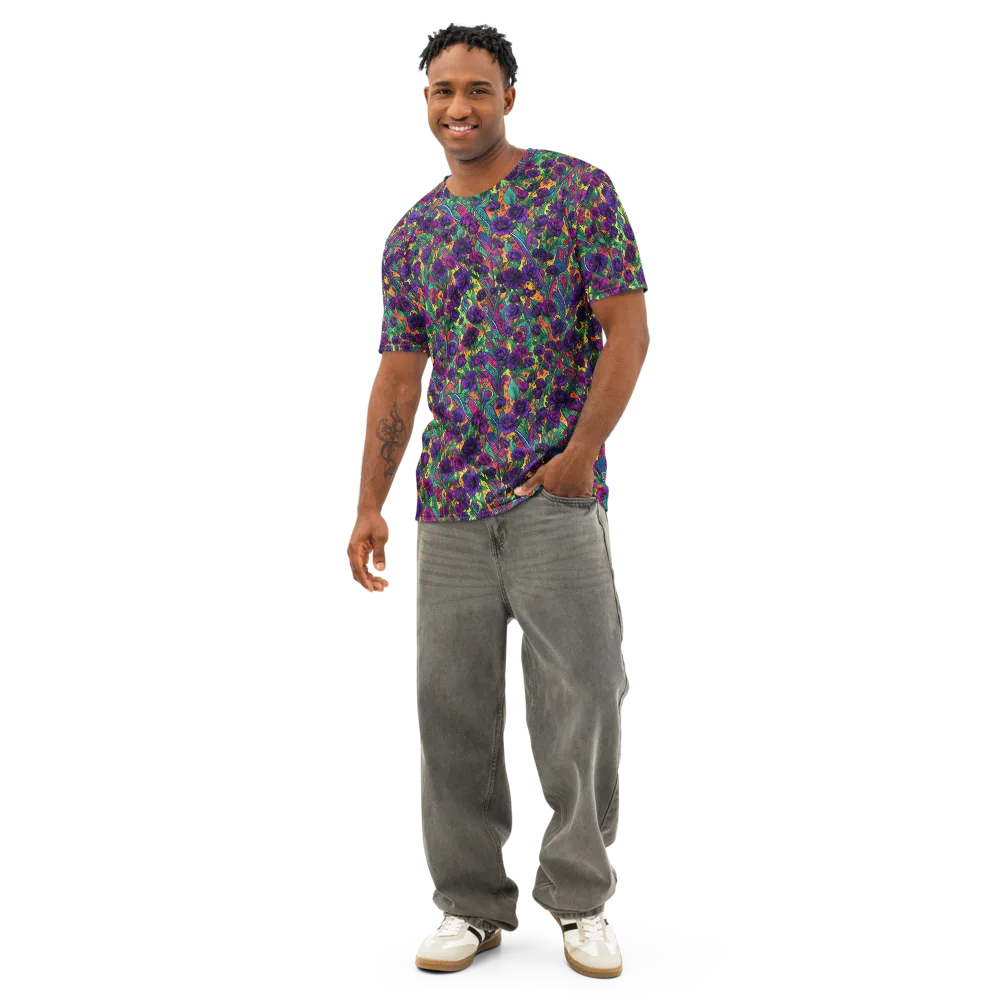 Violet Paisley Garden on Men's Cotton Crew Neck T-Shirt — Front