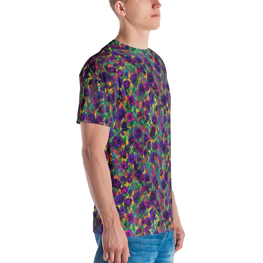 Violet Paisley Garden on Men's Crew Neck T-Shirt — Right