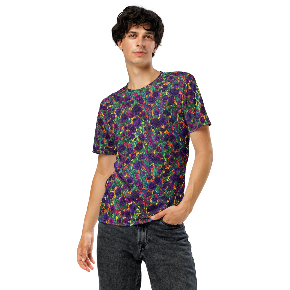 Violet Paisley Garden on Men's Crew Neck T-Shirt — Front